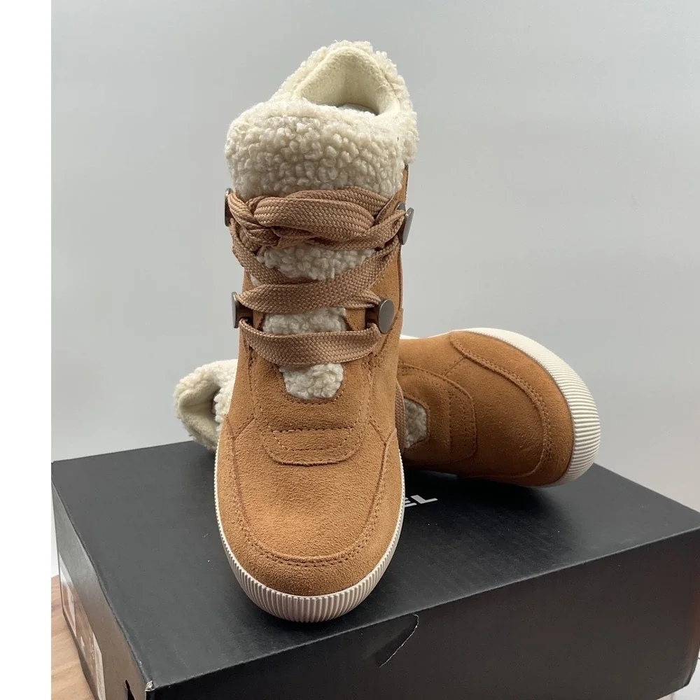 Sorel Kinetic Impact Caribou Boot Camel Brown Waterproof Suede NL5055-253 5.5